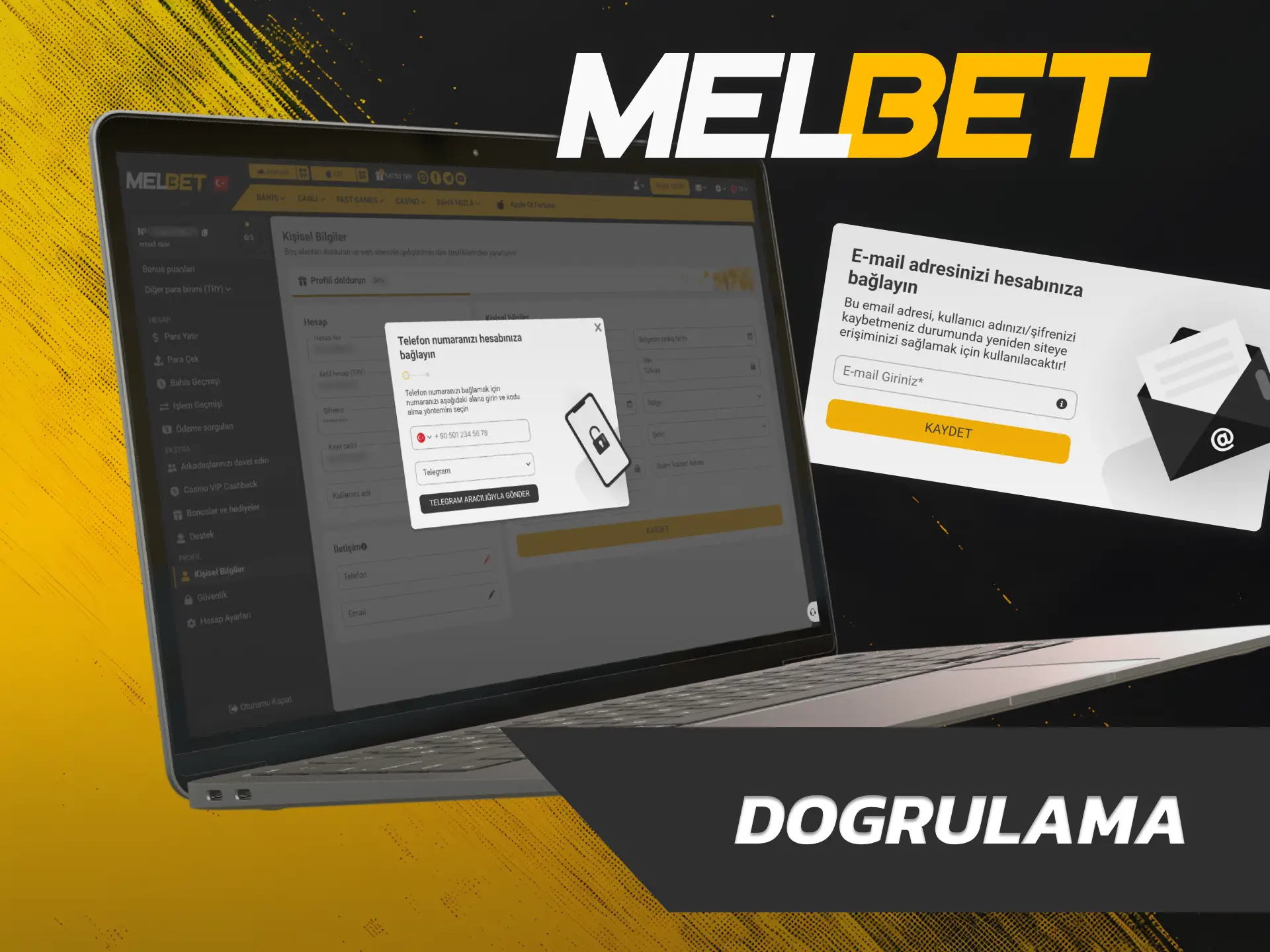 Belge onay adımlarını başlatmak için Melbet ana sayfa profilinizi açın.