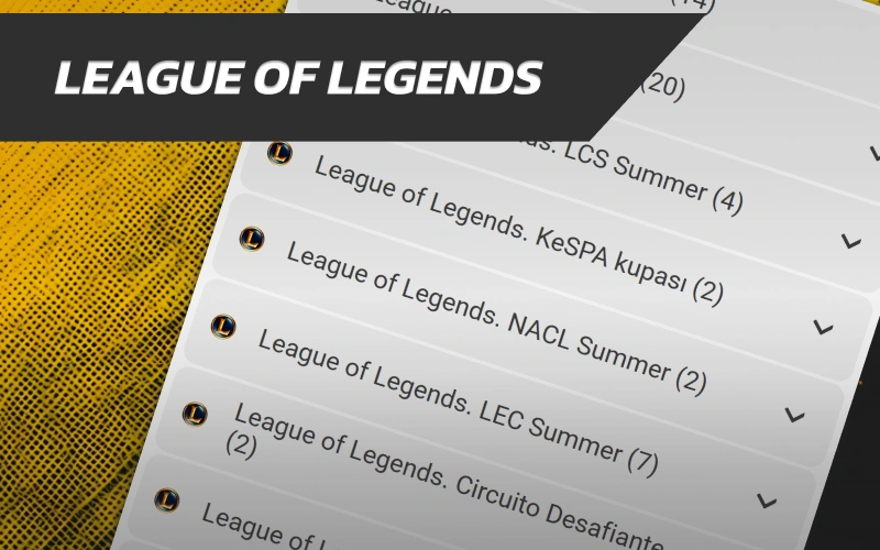Turnuvaları doğru tahmin etmek için Melbet ana sayfa League of Legends ekranını açın.
