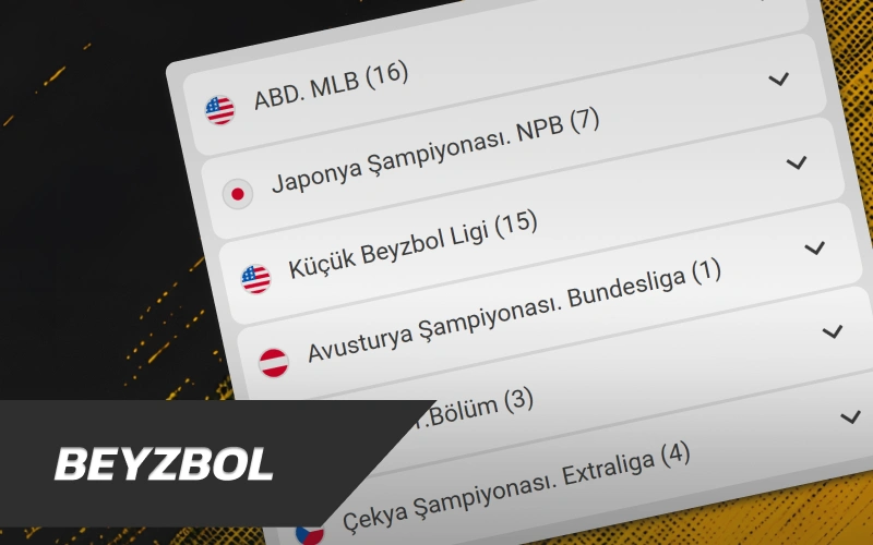 Lig serisi karşılaşmalarına kupon oynamak için Melbet ana sayfa Beyzbol bültenini seçin.
