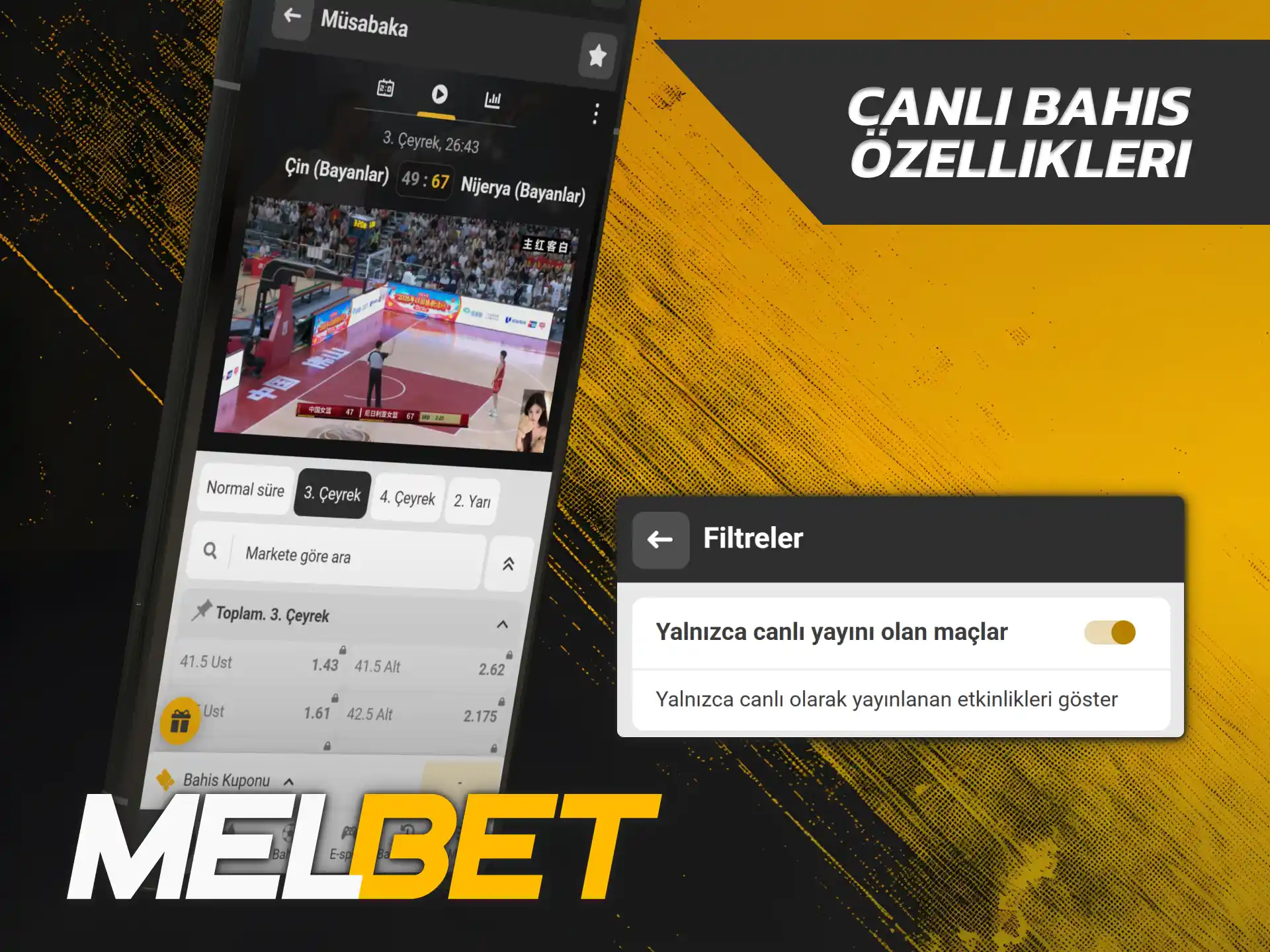 Anlık değişen oranları takip etmek için Melbet Android ekranını açın.