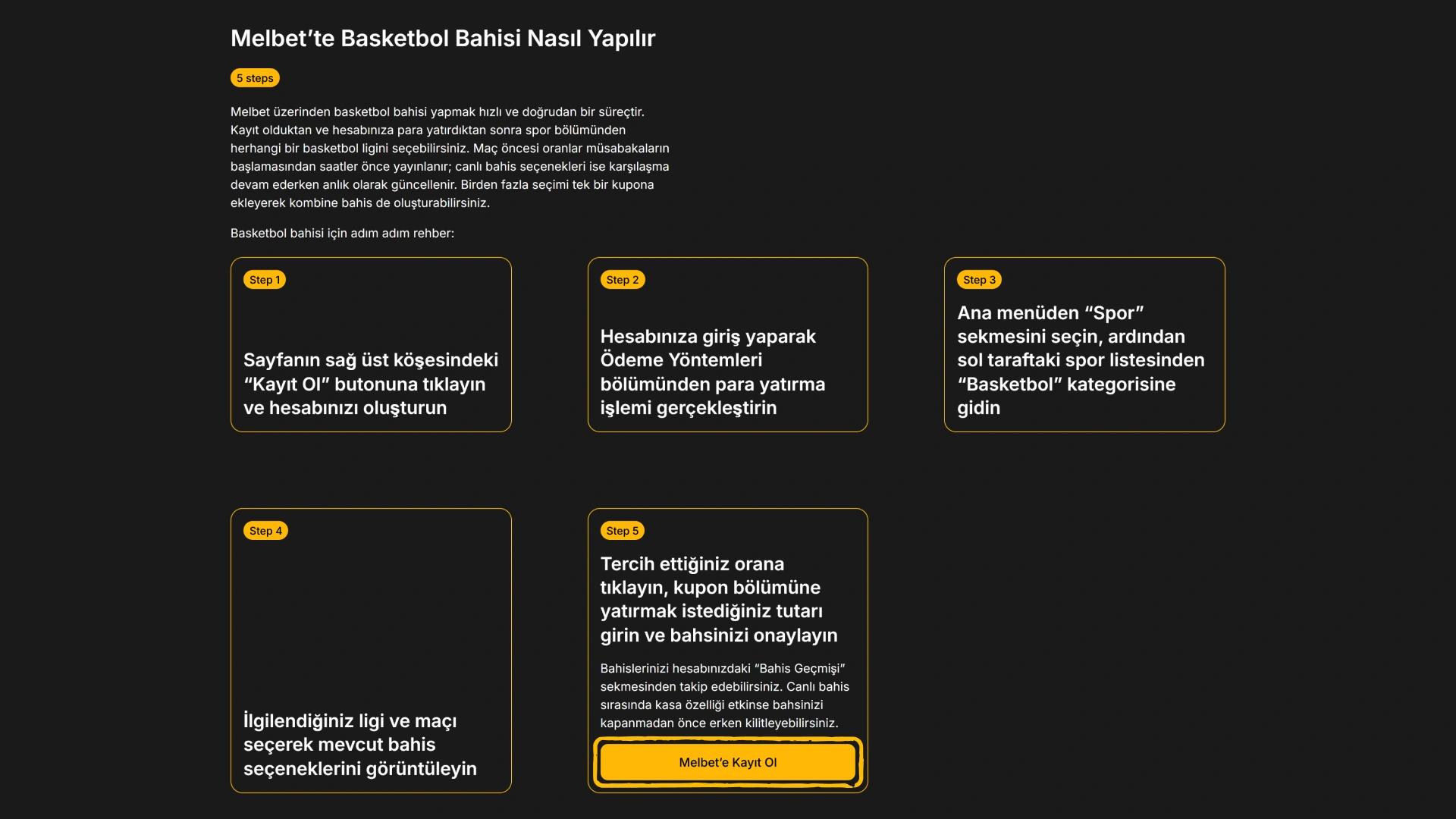 Üyelik profilinizi hemen açın Melbet Basketbol bahisleri yapmaya başlamak için.