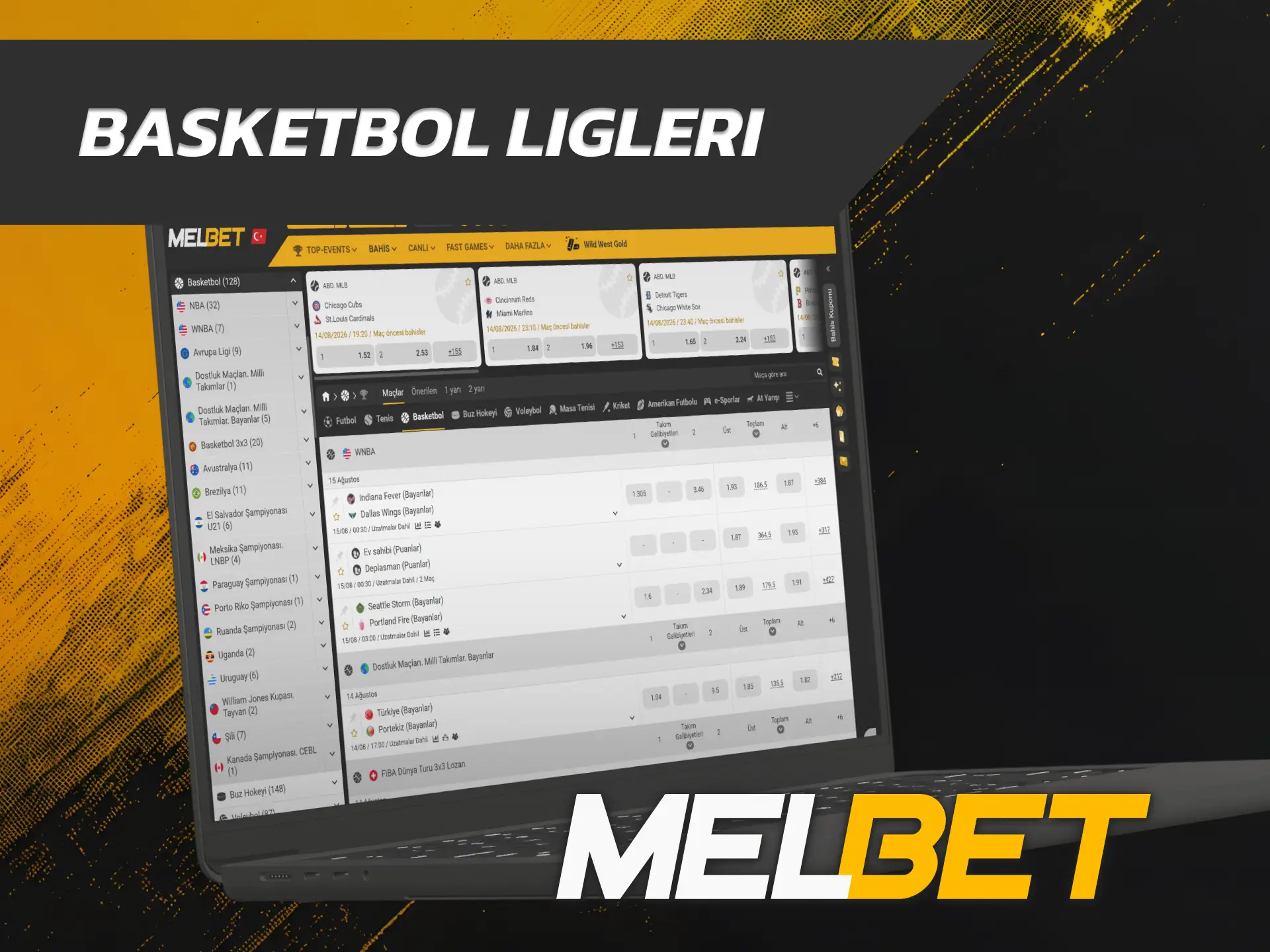 Dünya şampiyonası maçlarına kupon yapmak için Melbet Basketbol liglerini inceleyin.