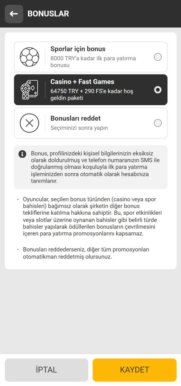 Tercih ettiğiniz özel kampanya paketini belirleyin aktif Melbet Bonuslar sayfasından.