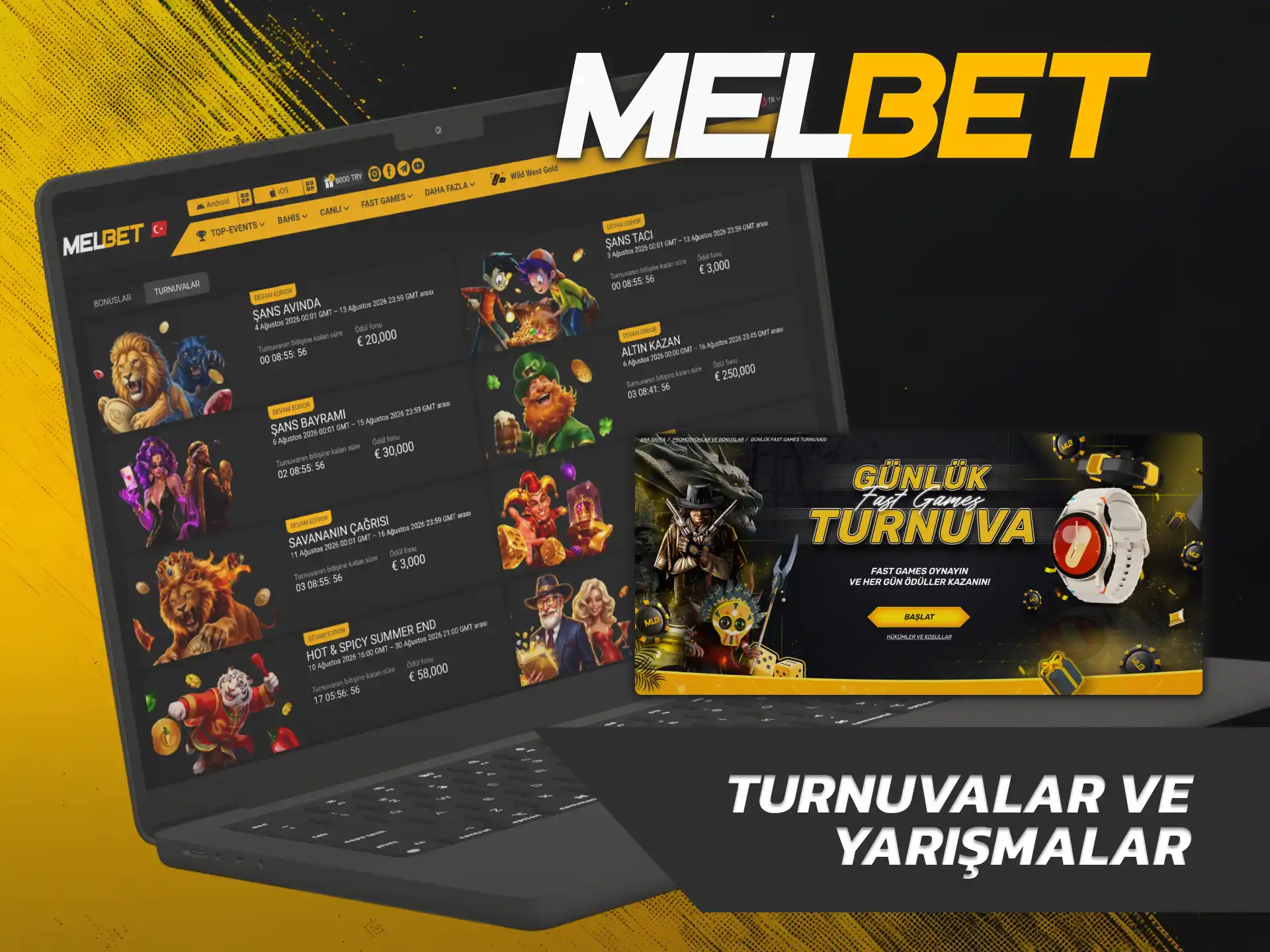 Büyük ödüllü liderlik yarışlarına katılmak için Melbet Casino Bonuslar etkinliğini seçin.