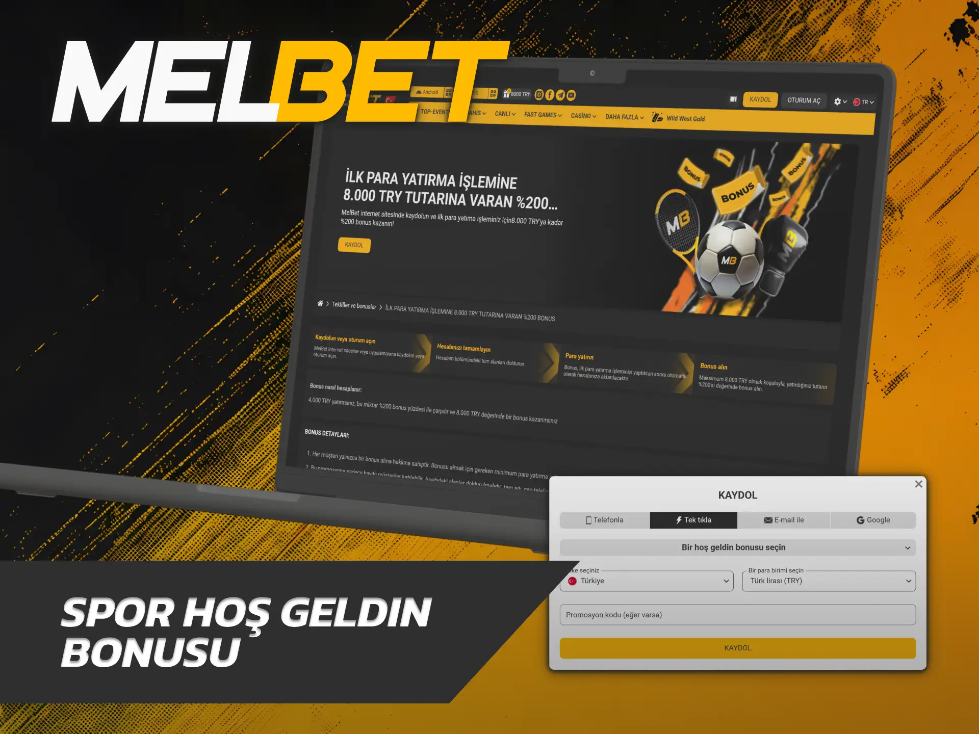 İlk para yatırmanıza ek bakiye kazanmak için Melbet Spor Bonuslar paketini alın.