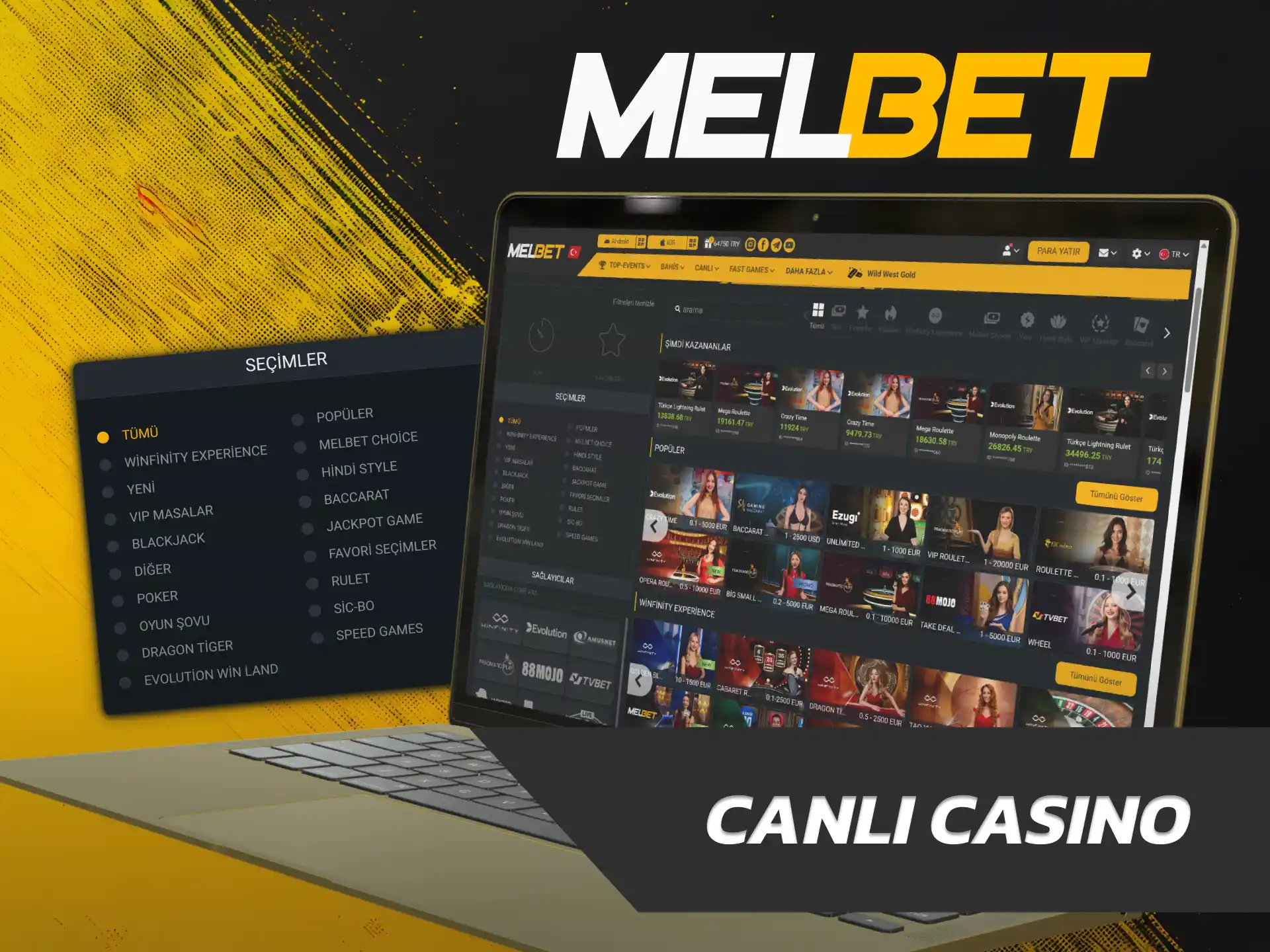 Canlı kurpiyerler eşliğinde masalara katılmak için Melbet Casino ekranını hemen açın.