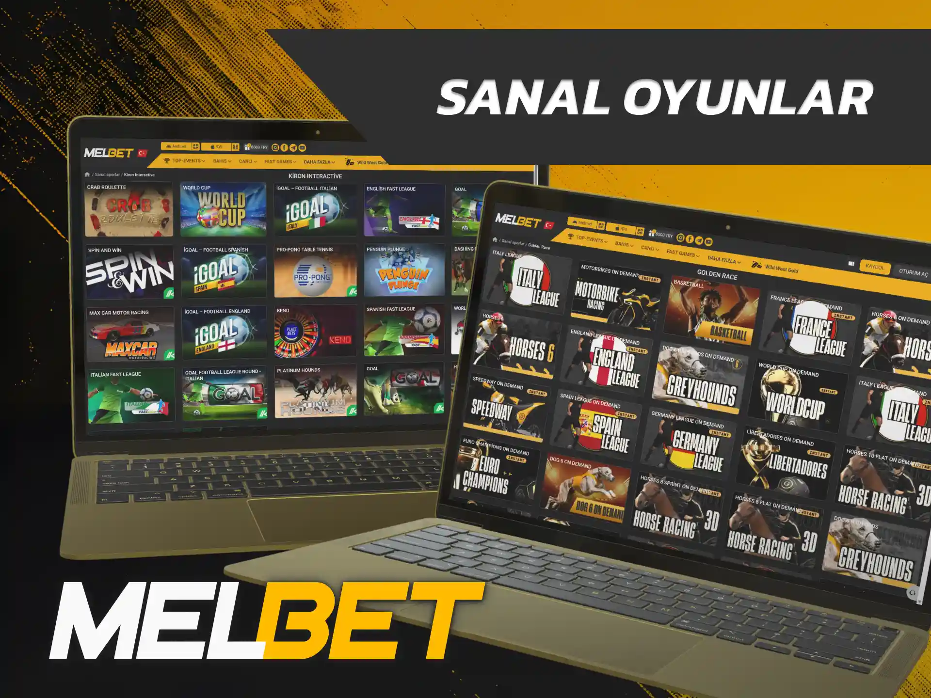 Simülasyonlu yarışları takip etmek üzere Melbet Casino Sanal Oyunlar lobisini açın.