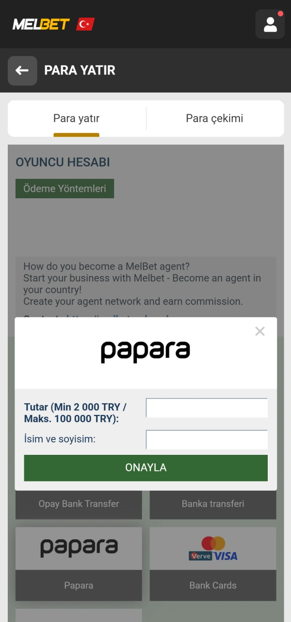Bakiye yükleyerek Melbet casino oyunlarını oynamaya başlayın.