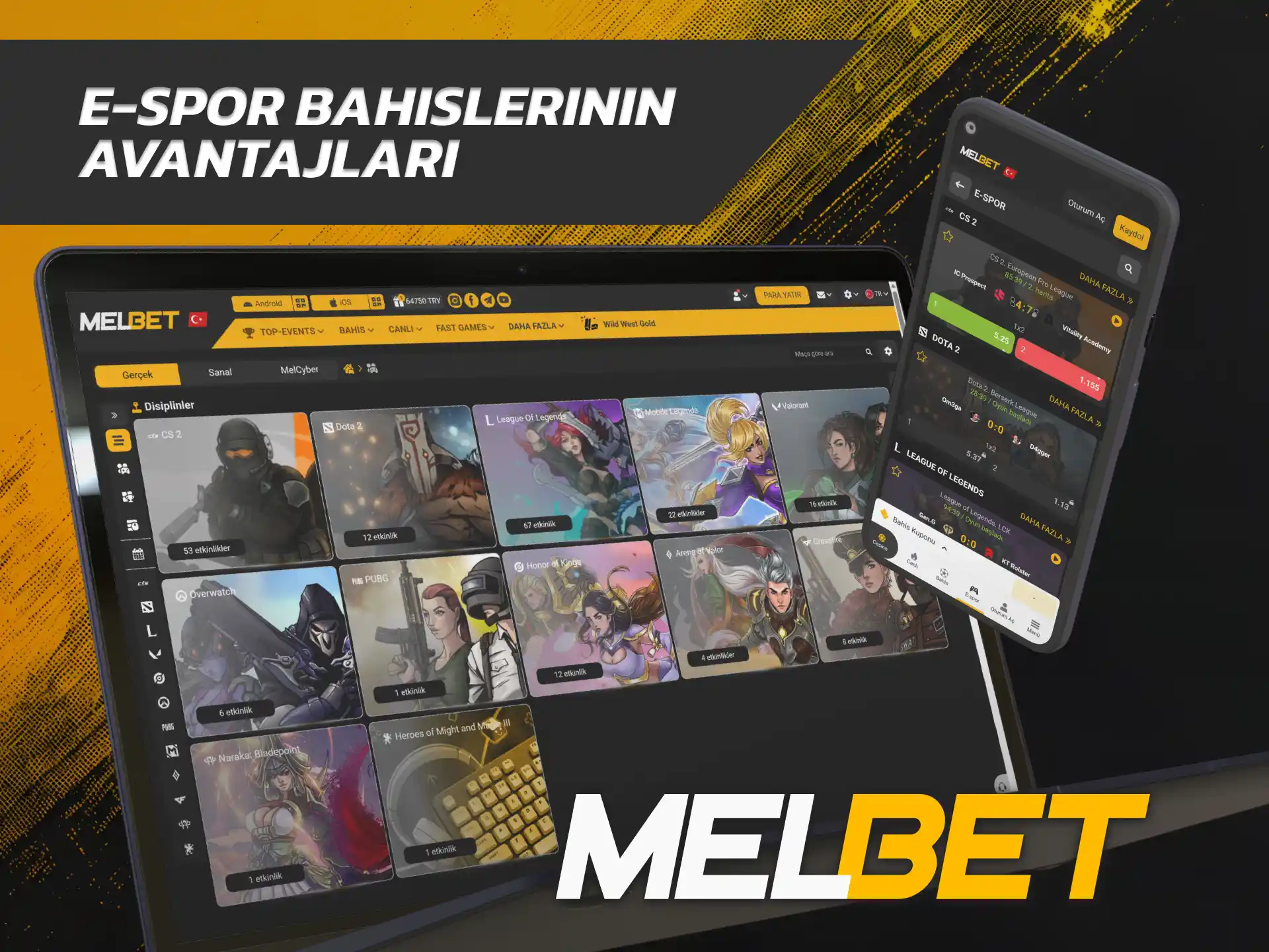 Yüksek canlı oran fırsatlarını değerlendirmek için Melbet E-Spor avantajlarını inceleyin.