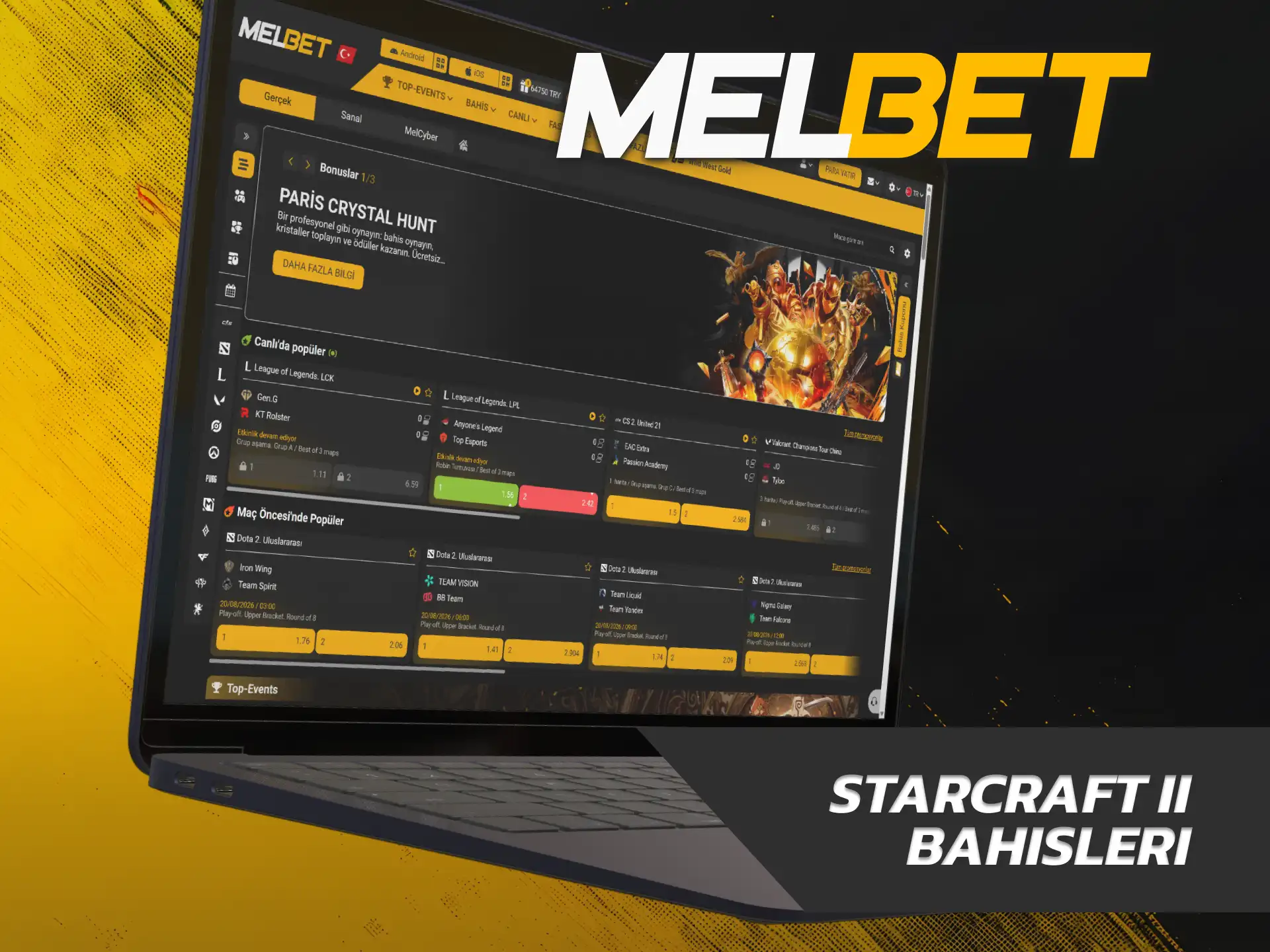 Strateji maçı kazananlarını tahmin etmek üzere Melbet E-Spor StarCraft II oynayın.