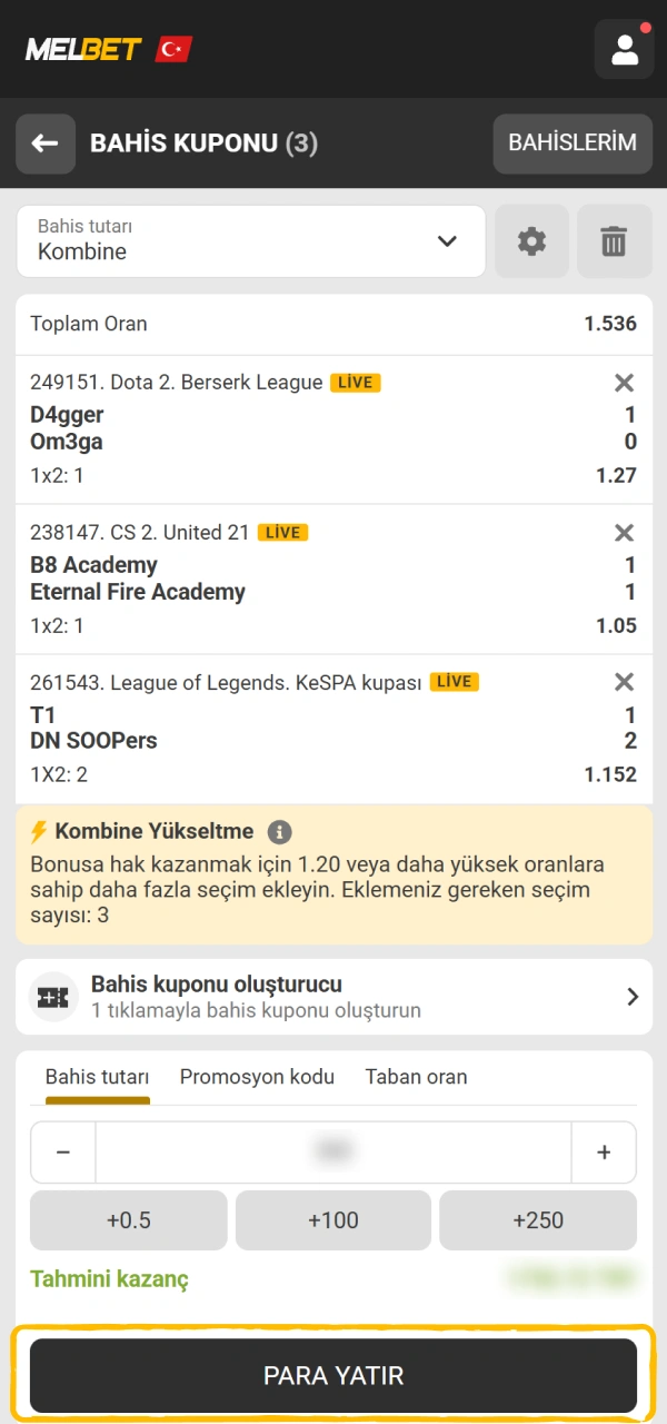 Karşılaşmayı belirleyin ve Melbet mobil uygulaması ile bahsinizi oynayın.