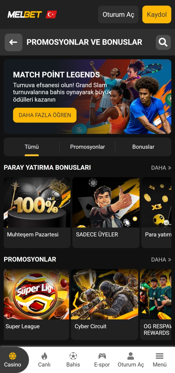 Promosyon teklif kartlarını kontrol etmek için Melbet iOS arayüzünü inceleyin.