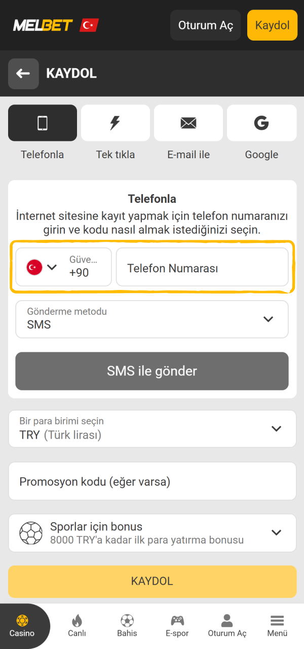 Kişisel detaylarınızı eksiksiz yazın mobil Melbet Kayıt uygulaması ekranında.