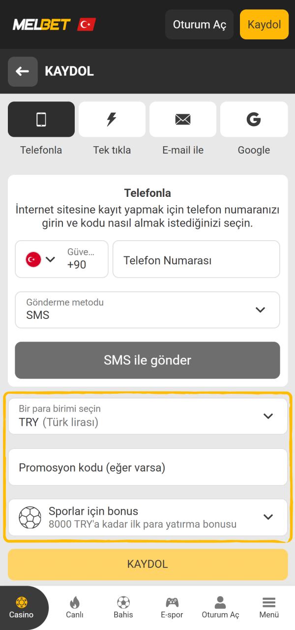 Hesap ayarlarınızı doğrulayın mobil cihazınızdaki Melbet Kayıt ekranı üzerinden.