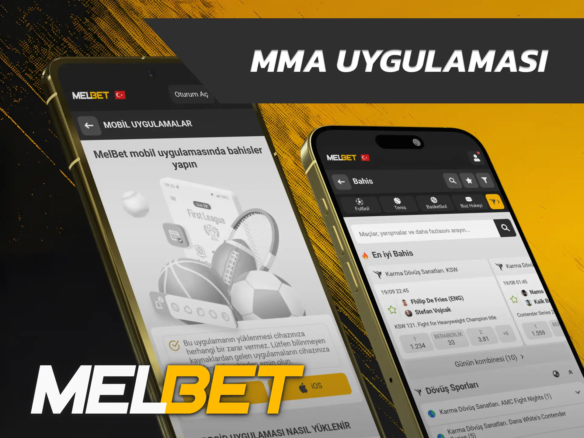Dövüş karşılaşmalarına mobil kupon yapmak için Melbet MMA uygulamasını hemen indirin.