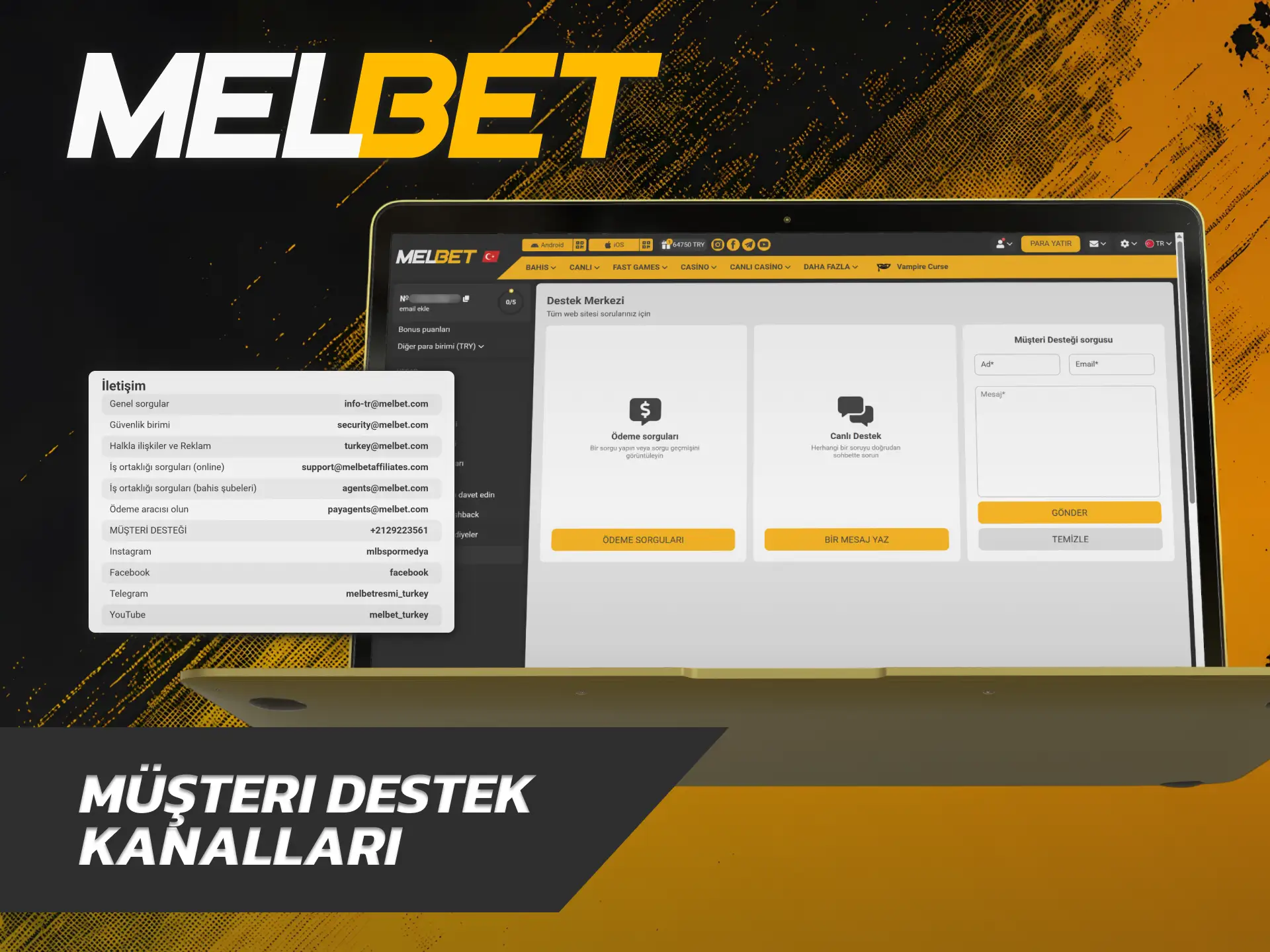 Destek temsilcileriyle hemen görüşmek üzere Melbet Ödeme Yöntemleri sayfasını kullanın.