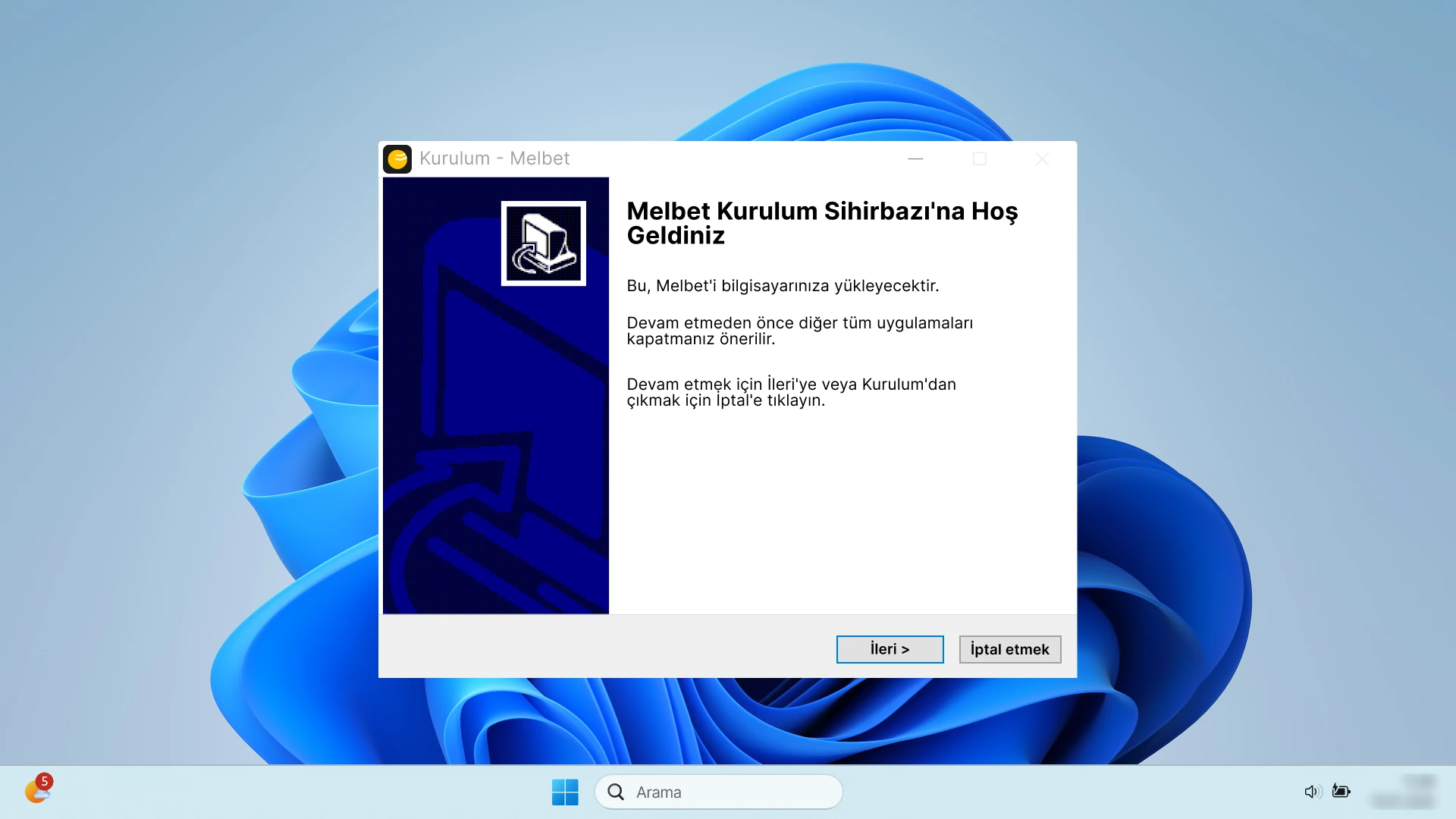 Ekran talimatlarını onaylayarak ilerleyin Melbet Windows PC İstemcisi yükleme adımlarında.