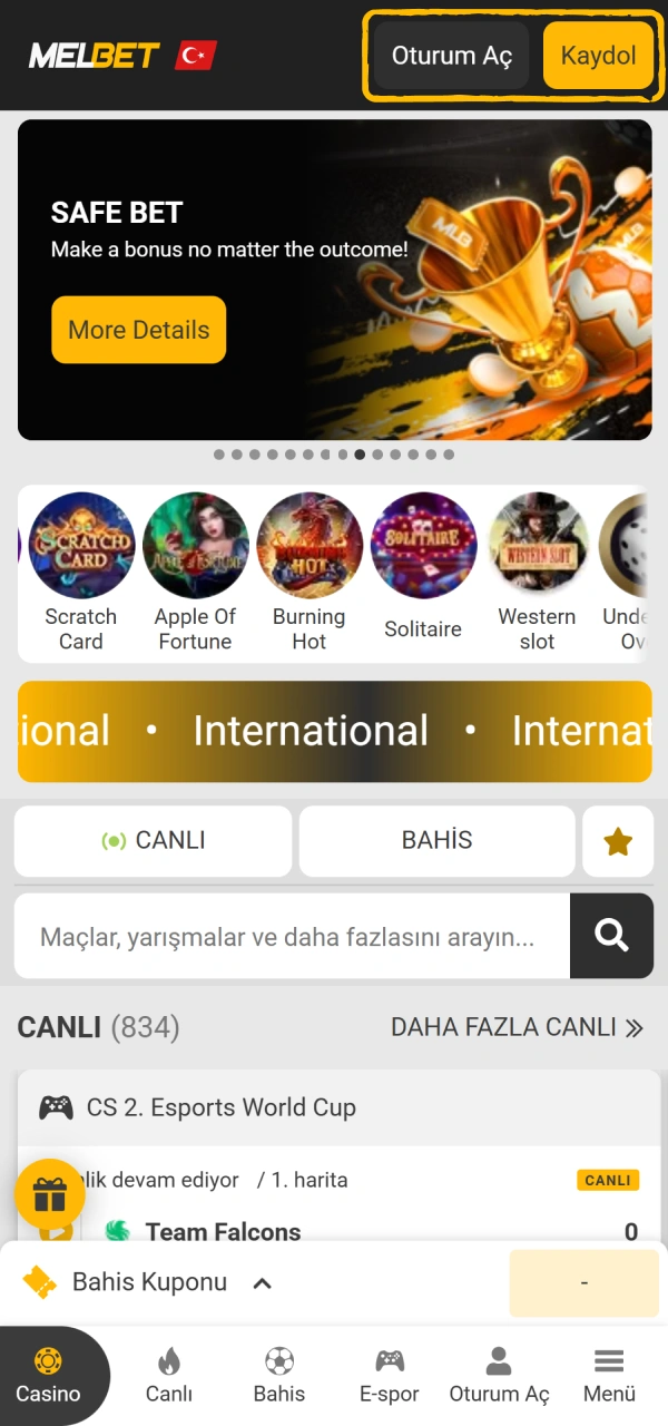 Profil oturumunuzu açın cep telefonunuzdaki Melbet Promosyon Kodu uygulaması üzerinden.