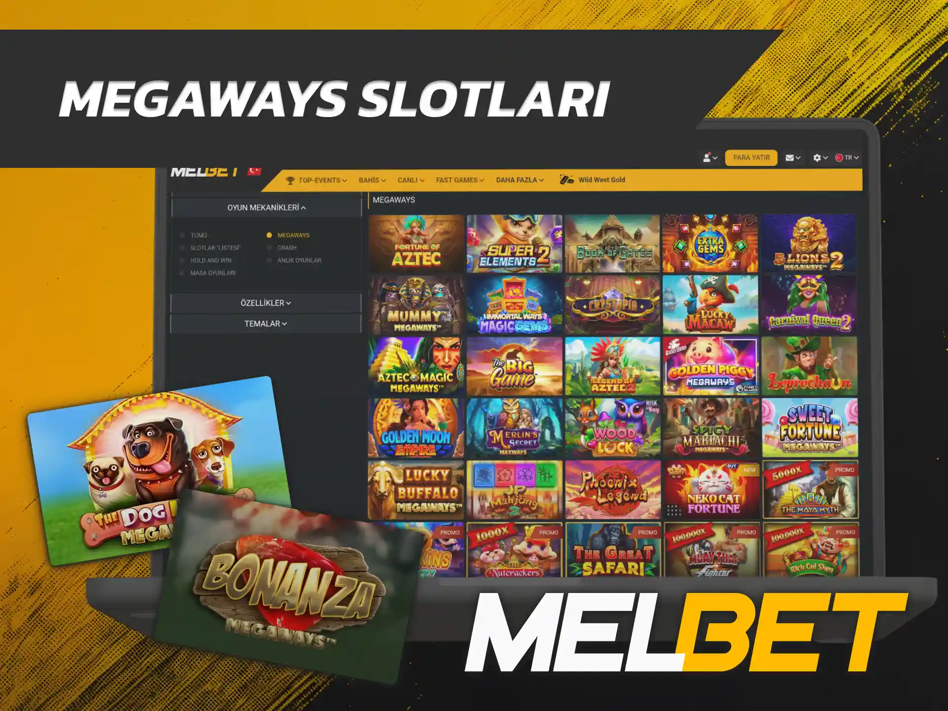 Binlerce aktif kazanma yolunu denemek için Melbet Megaways Slotları oynayın.
