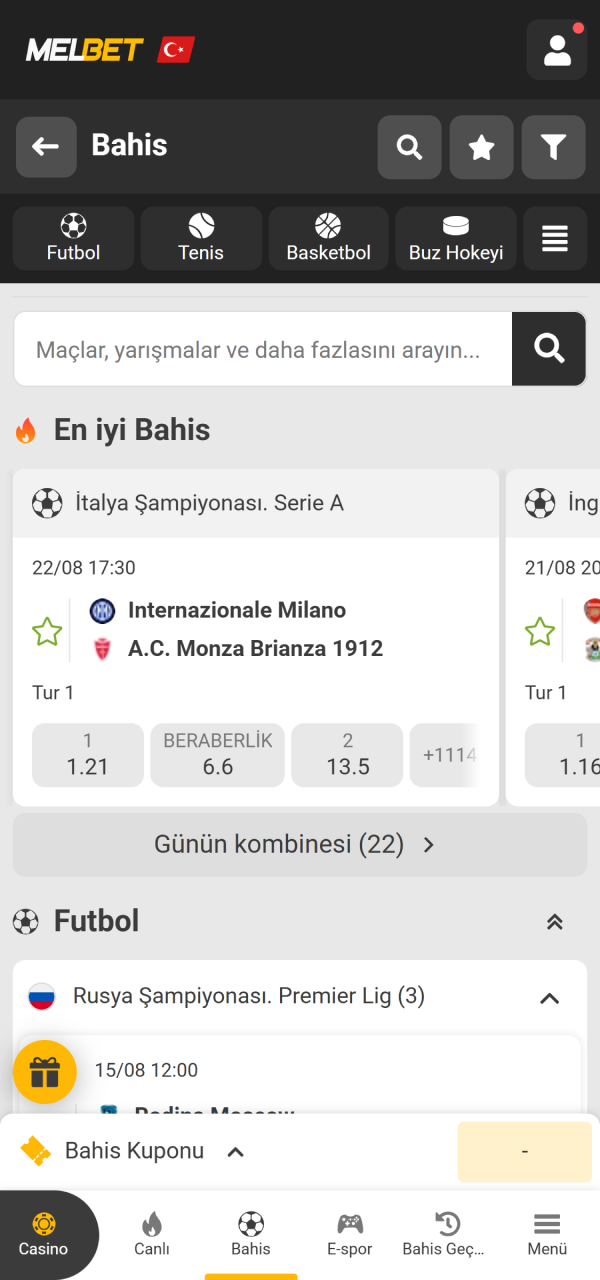 Seçtiğiniz maçları onaylayıp oynayın aktif Melbet Spor bülteni üzerinden.