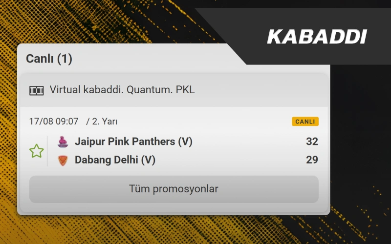 Profesyonel lig karşılaşmalarına kupon yapın Kabaddi branşında Melbet Spor.