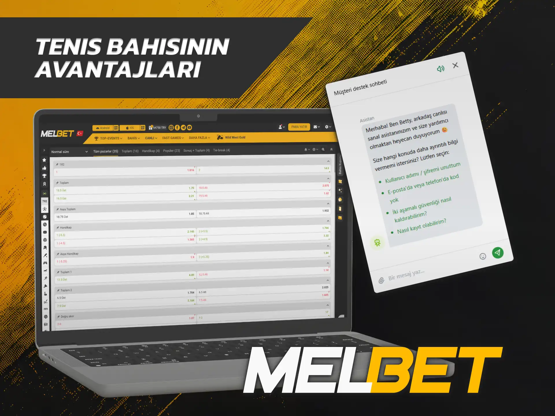 Yüksek oran avantajlarını keşfetmek için Melbet Tenis bültenini detaylıca inceleyin.