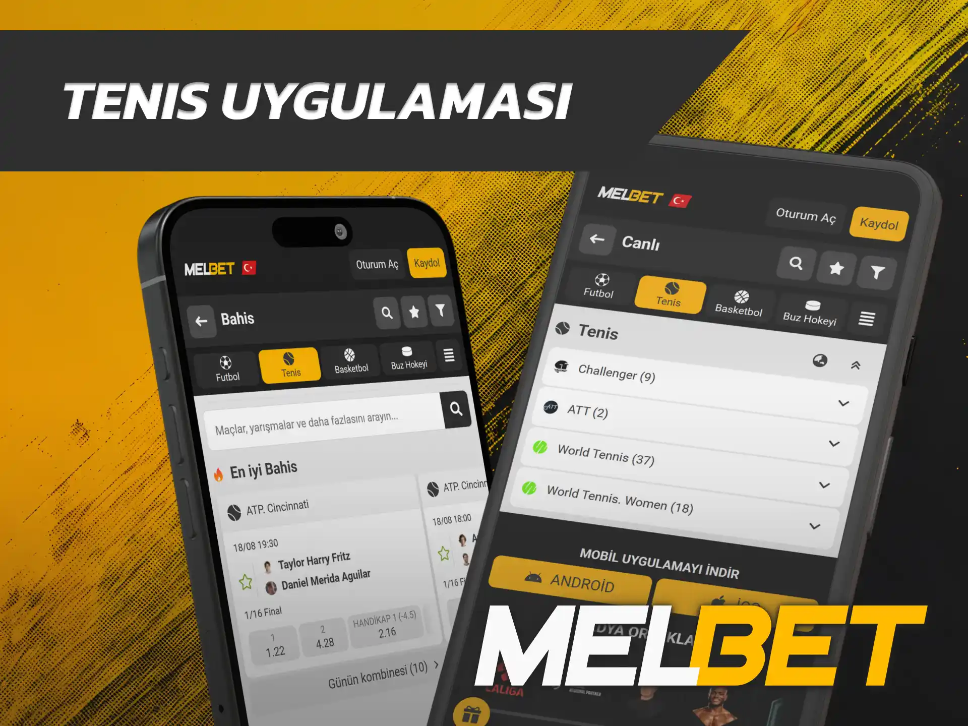 Mobil cihazınız üzerinden kupon yapmak için Melbet Tenis uygulamasını indirin.