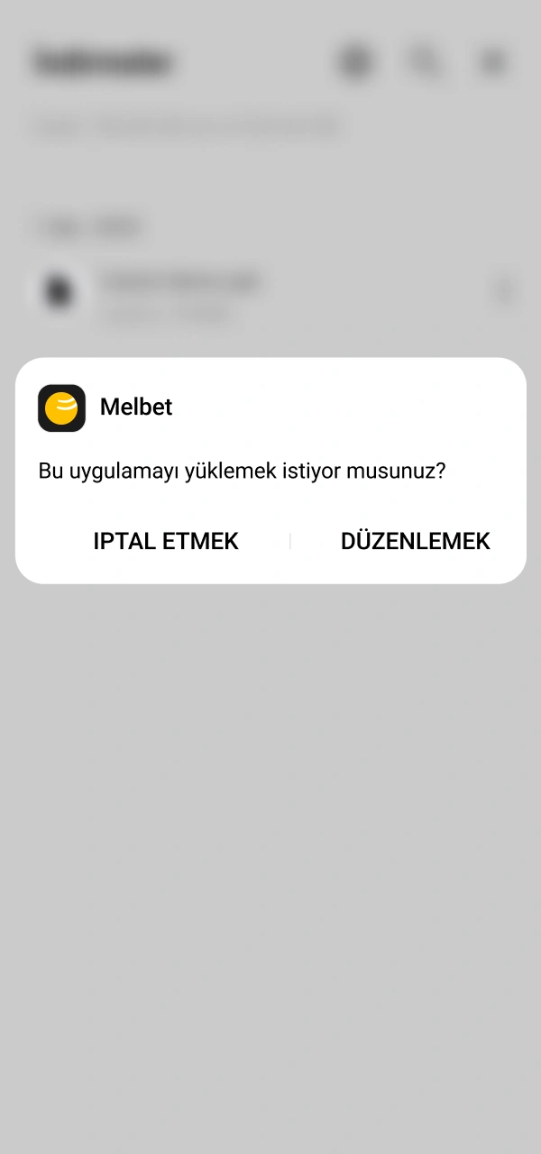 Kurulum paketini başlatmak için indirilen Melbet Android APK dosyasını açın.