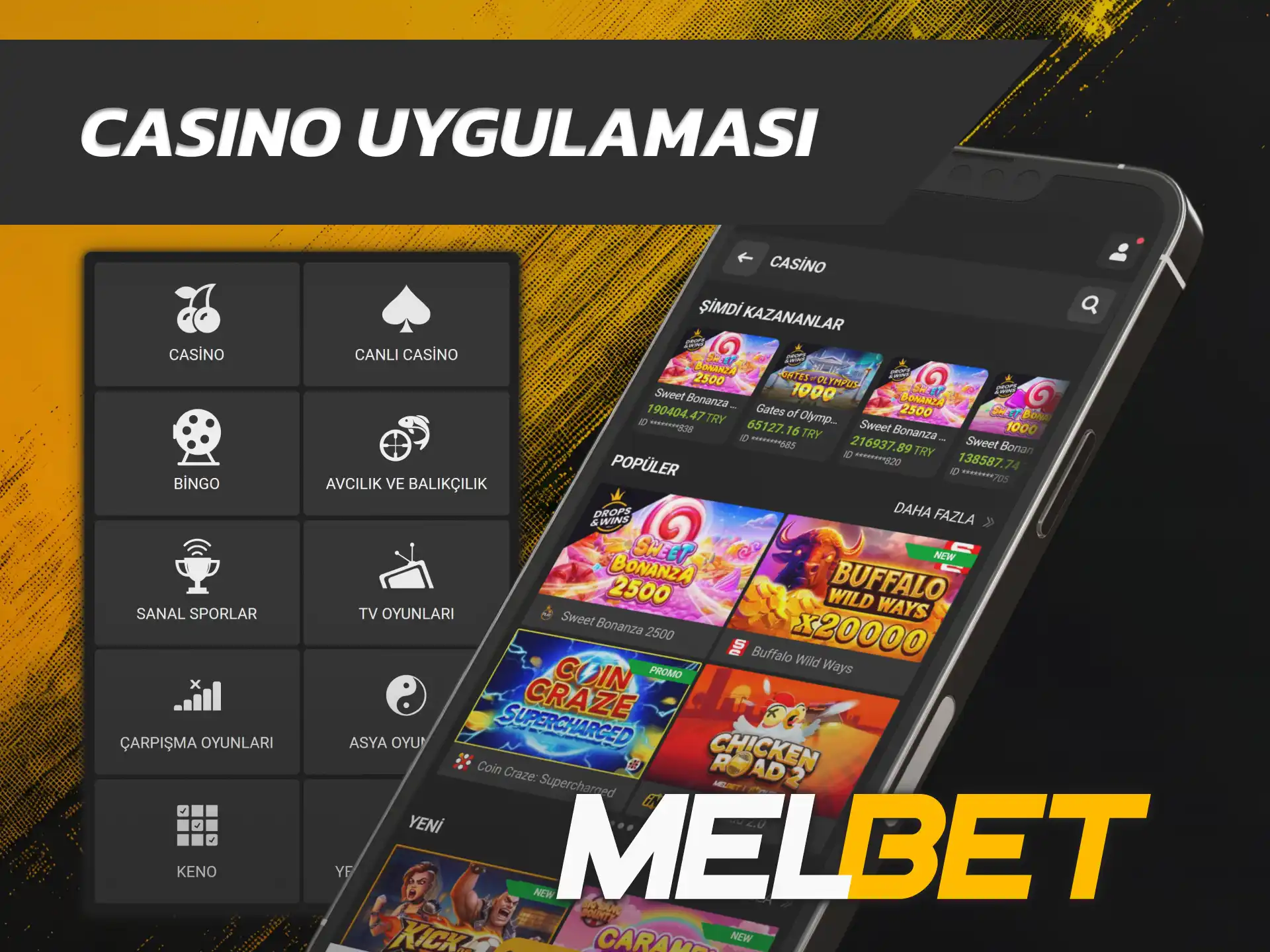 Slot makaralarını cebinizden döndürmek için renkli Melbet Uygulama lobisini açın.