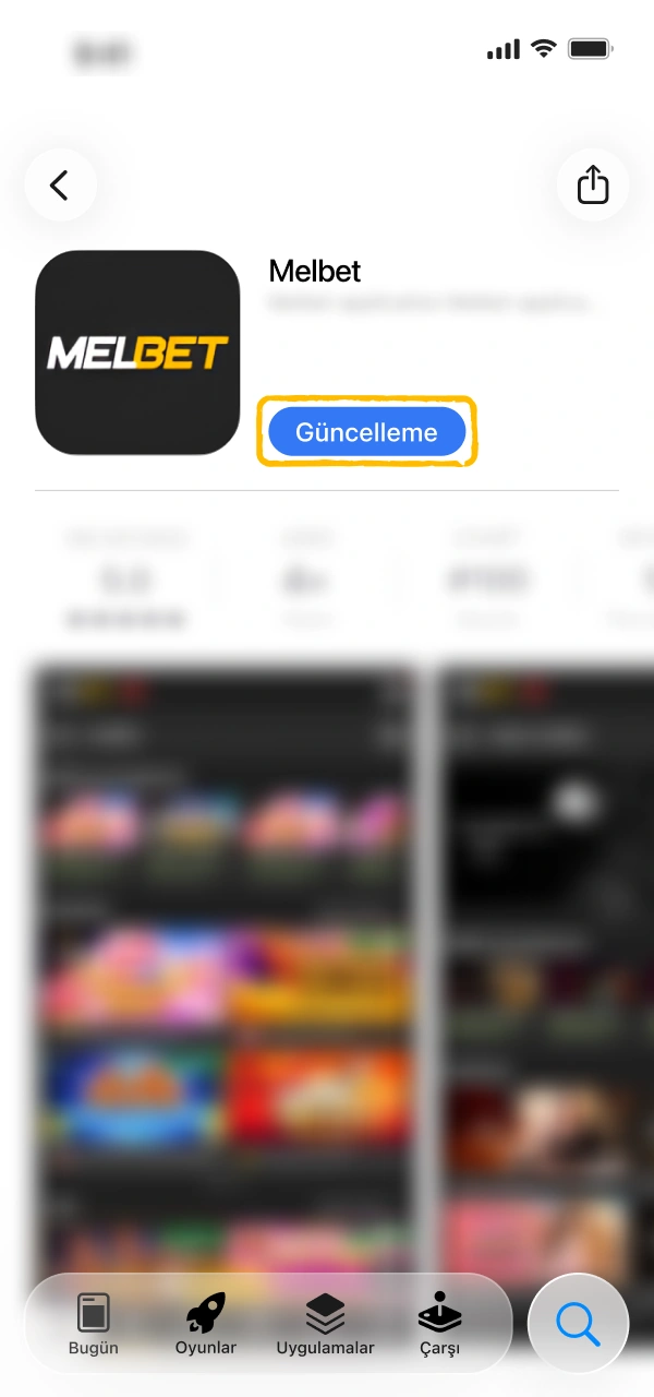 Yenileme işlemini onaylamak üzere Melbet iOS Uygulama butonuna basın.